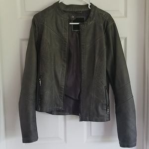 Faux leather moto jacket